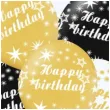 balony happy birthday bialo zloto czarne partypal 12 6 szt