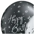 balony happy birthday czarno srebrny qualatex 11 25 szt