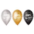 balony happy new year gemar gold silver black 12 6 szt
