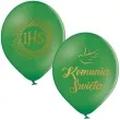 balony komunia swieta golabek i ihs w ornamencie zielony 12 6 szt