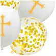 balony komunia swieta krzyze i konfetti zloty jix 12 10 szt