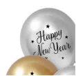 balony lateksowe happy new year beauty and charm zloty srebrny czarny