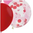 balony matowy mix z konfetti czerwono rozowe folat 12 6 szt