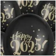 balony nowy rok happy 2025 czarny partydeco 12 6 szt