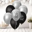 balony pastel metalik mix sto lat srebrny czarny godan 12 7 szt
