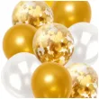 balony zestaw imprezowy konfetti i serce zloty 7 7 zestaw 10 elementow