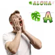 baner aloha z monstera i flamingiem rozowo zielona 1 5 m