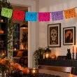 baner dia de los muertos czaszki wielokolorowy 6 szt 2 2 m