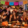 baner dia de los muertos czaszki wielokolorowy 6 szt 2 2 m