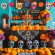 baner flagi dia de los muertos czaszki i kwiaty 3 5 m