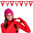 baner flagi serca rozowo czerwone diy 3 6 m