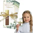 bileciki merci personalizowane podziekowania dla gosci komunia swieta eukaliptus z hostia x6