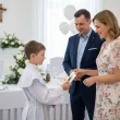 bileciki merci podziekowania dla gosci pierwsza komunia swieta eukaliptus z hostia ihs 6x14