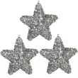 bombki brokatowe gwiazdki srebrne guirca 3 szt