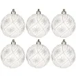 bombki swiateczne gwiazdki plastikowe srebrno biale guirca 6 cm 6 szt