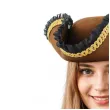 brazowy kapelusz piracki dodatek do stroju pirata na karnawal cosplay marynarz zeglarz korsarz