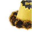 czapeczka urodzinowa happy birthday brokatowa z pomponem i puchem zloty partypal 17 cm