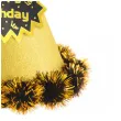 czapeczka urodzinowa happy birthday brokatowa z pomponem i puchem zloty partypal 17 cm