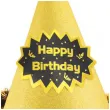 czapeczka urodzinowa happy birthday brokatowa z pomponem i puchem zloty partypal 17 cm
