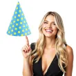 czapeczki kropeczki zolte niebieskie partydeco 16 cm 6 szt