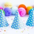 czapeczki kropeczki zolte niebieskie partydeco 16 cm 6 szt