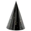 czapeczki papierowe happy new year czarne partydeco 6 szt