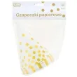 czapeczki papierowe zlote groszki biale 6 szt