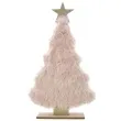 dekoracja choinka z rozowym futerkiem drewniana arpex 30 cm