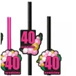 dekoracja do napojow na 40 urodziny slomki papierowe liczba 40 baloniki 6 szt