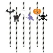 dekoracja do napojow na halloween slomki papierowe ozdoba stolu jednorazowe czarno biale 6 szt