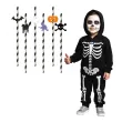 dekoracja do napojow na halloween slomki papierowe ozdoba stolu jednorazowe czarno biale 6 szt