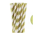 dekoracja do napojow slomki papierowe w paski zlote chrom 19 5cm 10 szt
