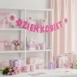 dekoracja do powieszenia na dzien kobiet baner girlanda papierowa gerbery rozowy 2 m