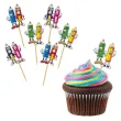 dekoracja do przedszkola na dzien kredki pikery na babeczki muffinki kolorowi przyjaciele 6 szt