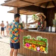 dekoracja do przyklejenia na okno drzwi hawajskie party kwiaty i owoce wakacje lato aloha