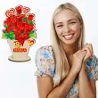 dekoracja drewniana 3d kwiatek 8 marca czerwone roze 14 cm