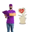 dekoracja drewniana 3d kwiatek serce i love you 14 cm