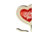 dekoracja drewniana 3d kwiatek serce i love you 14 cm