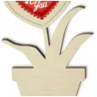 dekoracja drewniana 3d kwiatek serce i love you 14 cm