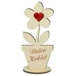 dekoracja drewniana 3d kwiatek z sercem holo na dzien kobiet 14 cm