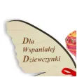 dekoracja drewniana motylek na lizak dla wspanialej dziewczynki 14 cm