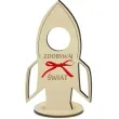 dekoracja drewniana rakieta na lizak zdobywaj swiat 14 cm