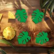 dekoracja kartonowa podkladka hello aloha monstera zielona 15 cm 6 szt