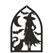 dekoracja kartonowa wiedzma z kotem czarna 25 cm