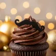 dekoracja muffinek na movember pikery na babeczki wasy szpilki ozdobne czarno biale 6 szt