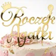 dekoracja na 1 urodziny roczek chlopca dziewczynki topper na tort personalizacja imie zloty