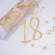 dekoracja na 18 urodziny organza bieznik na stol na 18 urodziny zlot nadruk 275 x 28 cm