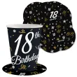 dekoracja na 18 urodziny osiemnastke papierowe podkladki pod kubki 18 glamour czarne 12 szt
