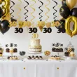 dekoracja na 30 urodziny swiderki wiszace urodziny 30 czarno zlote 6 szt