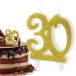 dekoracja na 30 urodziny swieczka na tort liczba 30 zloty partydeco 8 5 cm